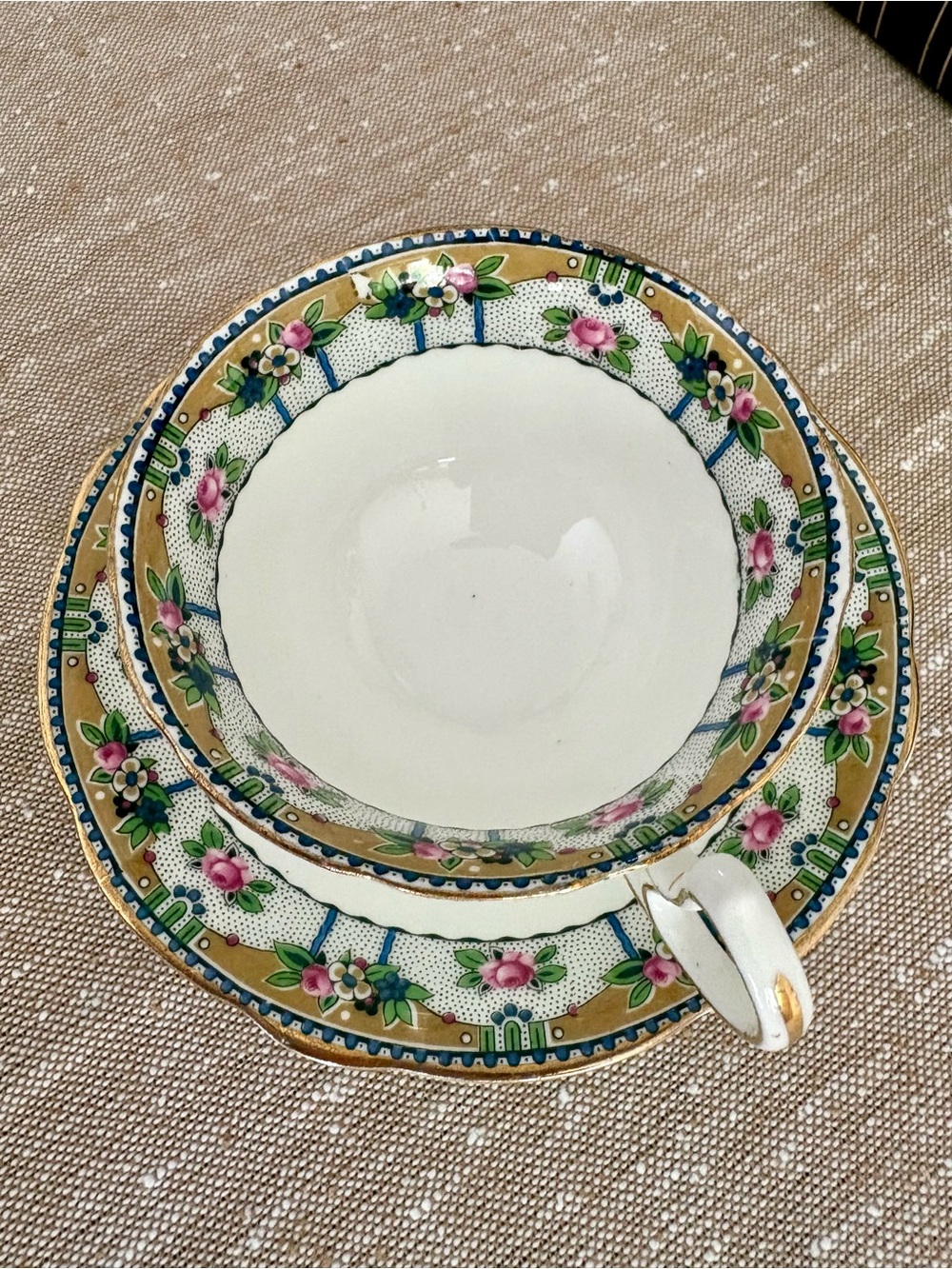 Aynsley VTG Art Deco English Bone China Teacup Saucer Set